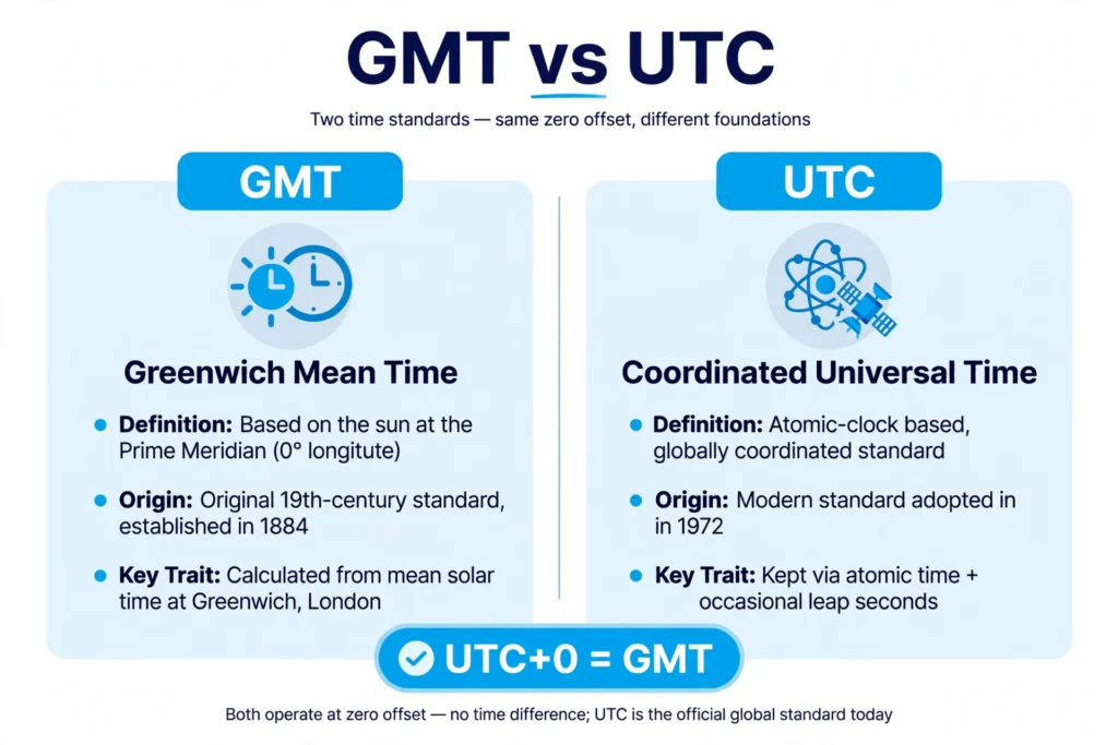 GMT vs UTC comparison 